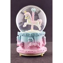 Home Dekor Hediye Sevgiliye Hediye Unicorn Pembe Mavi Orta Boy Kar Küresi Işıklı Müzikli 12CM Boy