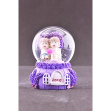 Home Dekor Hediye Sevgiliye Hediye Aşkımsın Temalı Mini Boy Lila Kar Küresi 6,5 cm Boy