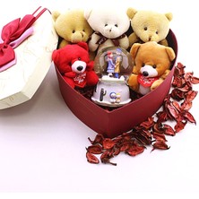 Home Dekor Hediye Sevgiliye Hediye Özel Kalp Kutu Içinde Kar Küresi ve Yavru Ayıcıklar Hediye Kutusu