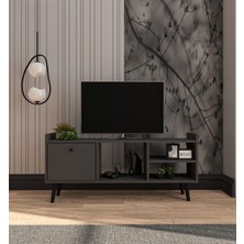 VM VERTEX MOBİLYA Leo Tv Ünitesi Antrasit Televizyon Konsolu 140 cm Ekonomik Modül Sehpa