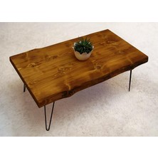 Entema Doğal Ağaç Masif Kütük Orta Sehpa 60 x 150 cm Metal Ayak