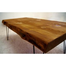 Entema Doğal Ağaç Masif Kütük Orta Sehpa 60 x 150 cm Metal Ayak