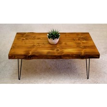 Entema Doğal Ağaç Masif Kütük Orta Sehpa 75 x 145 cm Metal Ayak