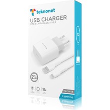 Teknonet TN-CHC06 1 Çıkışlı 2100 Mah Lightning Kablo + Şarj Aleti Kablo Dahil