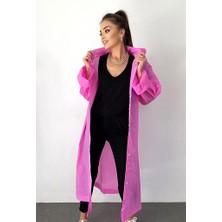 Nalburaga Impertex Kadın Erkek Yağmurluk Kapüşonlu Çıtçıtlı Eva Pembe Yağmurluk