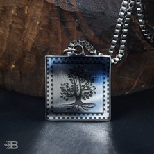 Beymarka Ağaç Temalı Kare Çelik Kolye - 3200