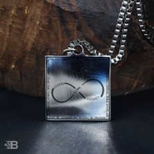 Beymarka 14 Şubat Hediyesi Sonsuzluk Isim ve Tarihli Kare Çelik Kolye - 3109