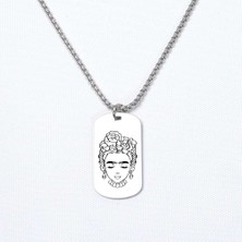 Beymarka Frida Kahlo Asker Kolye, Kişiye Özel Çelik Asker Kolye