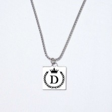 Beymarka D Harfi Çelenkli Kolye, Kişiye Özel Çelik Asker Kolye