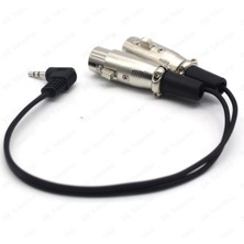 BK Teknoloji 3.5mm Erkek To 2 Xlr Dişi Ｍikrofon Ses Y Ayırıcı Kablo 90 Derece Açılı - 30CM