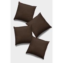RugViva 4'lü 43 x 43 cm Kahve Döşemelik Tay Tüyü Premium Kumaş Dekoratif Çift Taraflı Kırlent Kılıfı KRL005