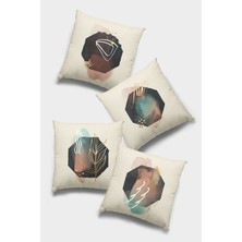 RugViva Çift Taraflı 4'lü Kırlent Kılıfı 43 x 43 cm Gizli Fermuar Premium Dokuma Tay Tüyü Kumaş 4KR033