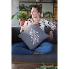 RugViva Tay Tüyü Dokuma Premium Kumaş Çift Taraflı Kırlent Yapraklı Yastık Kılıfı 43 x 43 cm KRL032