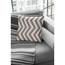RugViva Tay Tüyü Dokuma Premium Kumaş Çift Taraflı Kırlent Zigzag Yastık Kılıfı 43 x 43 cm KRL138