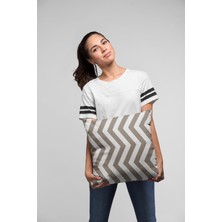 RugViva Tay Tüyü Dokuma Premium Kumaş Çift Taraflı Kırlent Zigzag Yastık Kılıfı 43 x 43 cm KRL138