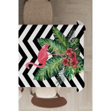 RugViva Leke Tutmayan Dokuma Elit Yıkanır Leke Tutmayan Kumaş Flamingo Desenli Masa Örtüsü MSO099