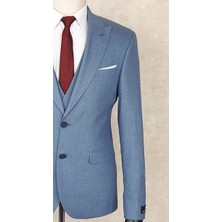 Jan Carlucci Erkek Slim Fit Sivri Yaka Yeşil Yelekli  Drop 6 Takım Elbise