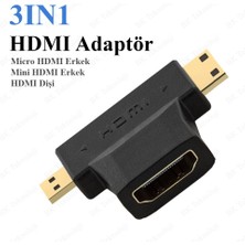 BK Teknoloji HDMI Dişi To Mini HDMI Erkek + Mikro HDMI Erkek Adaptör