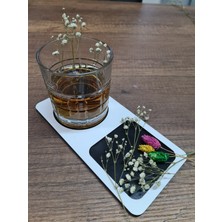 Karbonsoft Meşrubat Bardağı Kare Dekoratif El Yapımı Bardak Altlığı Standı 10 x 20 cm Masaüstü Dekorasyon