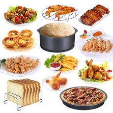 Tulip Kitchenware 5 Parça 8 inç Yui / Xiaomi / Philips / Kumtel Uyumlu Air Fryer Aksesuarları - Siyah / Gümüş (Yurt Dışından)