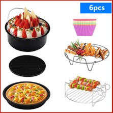 Tulip Kitchenware 6 Parça 8 inç Yui / Xiaomi / Philips / Kumtel Uyumlu Air Fryer Aksesuarları - Çok Renkli (Yurt Dışından)