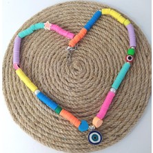 Hd Marketim Renkli Nazar Boncuklu Fimo Kolye Bijuteri Takı