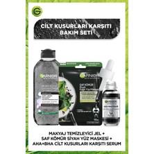 Garnier Aha+Bha Cilt Kusurları Karşıtı Serum + Makyaj Temizleyici Jel + Kömür Yüz Maskesi Seti