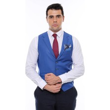 Mavi Yakalı Desensiz Erkek Yelek