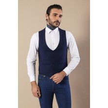 Saat Cepli Indigo Polyviskon Tek Yelek