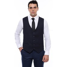 Lacivert Düz Slimfit Yelek