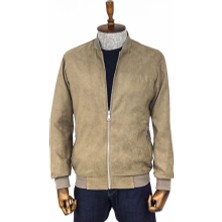 Krem Fermuarlı Bomber
