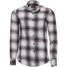 Gri Bordo Çizgili Ekoseli Oduncu Gömlek