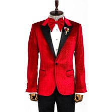 Bordo Sivri Yaka Simli Slimfit Damatlık Ceket