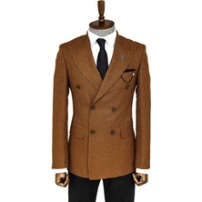 Wessi Taba Kazayağı Desenli Kruvaze Ceket