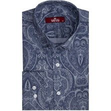 Wessi Açık Mavi Desenli Slim Fit Gömlek