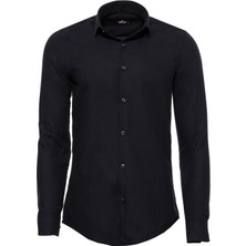 Wessi Siyah Desensiz Slimfit Oduncu Gömlek