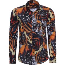 Wessi Çok Renkli Çiçek Desenli Slim Fit Uzun Kollu Gömlek