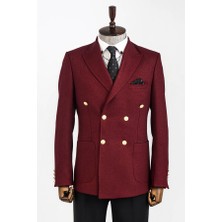 Wessi Kruvaze Bordo Slim Fit Tek Ceket