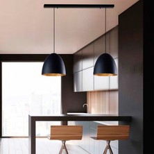 Riolight  Retro Rustik Siyah Içi Gold Masa Üstü Bar Üstü Metal Sarkıt Avize