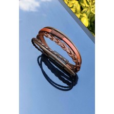 Trend Collection Mıknatıs Kapama 5'li Örgü Model Kahverengi Erkek Deri Bileklik