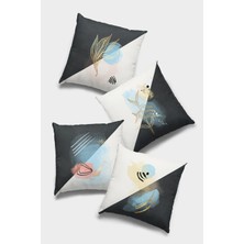 RugViva Çift Taraflı 4'lü Kırlent Kılıfı 43X43CM Gizli Fermuar Premium Kumaş Dokuma Tay Tüyü 4KR032