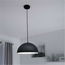 Riolight  Modern Siyah Içi Beyaz Tekli Metal Sarkıt Avize ÇAP:30CM