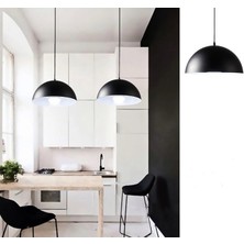 Riolight  Modern 1 Siyah Içi Beyaz Tekli Metal Sarkıt Avize Çap: 30CM Not: 1 Adet Fiyatıdır.