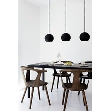 Riolight  Modern Siyah Içi Siyah Küre 3XE27 Duy Masa Üstü Sarkıt Metal Avize Taban UZUNLUĞU:60CM