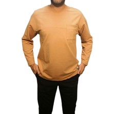 Bay Aygün 2127 Oversize Duz Cepli Sweatshırt_ Camel