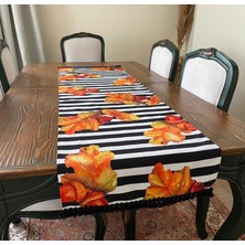 Lilies Atelier Mackenzie Model Siyah Meşe Yapraklı Palamut Desen Püsküllü 45 x 150 Runner I Dekor I Luxury Dekor