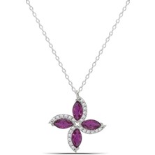 Parmas Design Rüzgar Gülü Mürdüm Montür Kesim 925 Ayar Gümüş Kadın Kolye