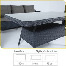 Denart Garden Deniz Rattan Bahçe Balkon Oturma Takımı