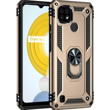 HappyCase Newface Realme C21 Kılıf Sofya Yüzüklü Silikon Kapak - Gold