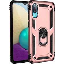 HappyCase Newface Samsung Galaxy A02 Kılıf Sofya Yüzüklü Silikon Kapak - Rose